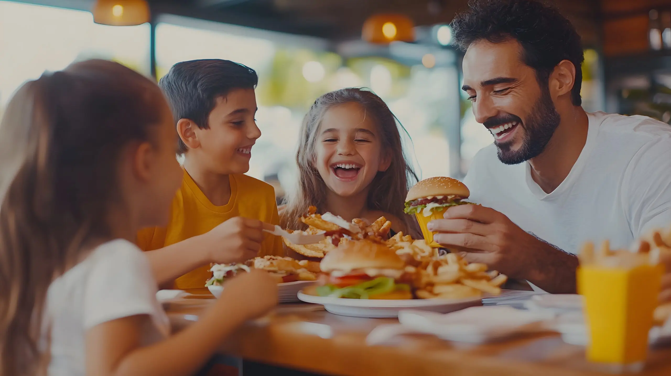 Happy family eating foodservice bakery products