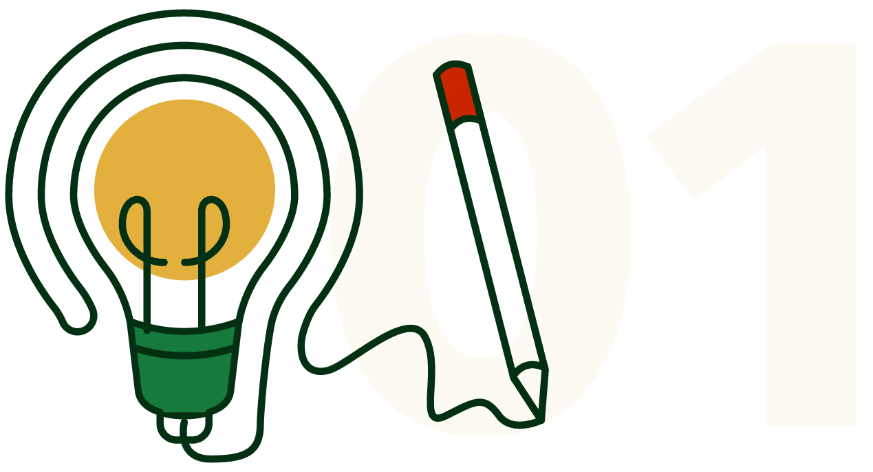 lightbulb icon representing step one in gonnella research and development