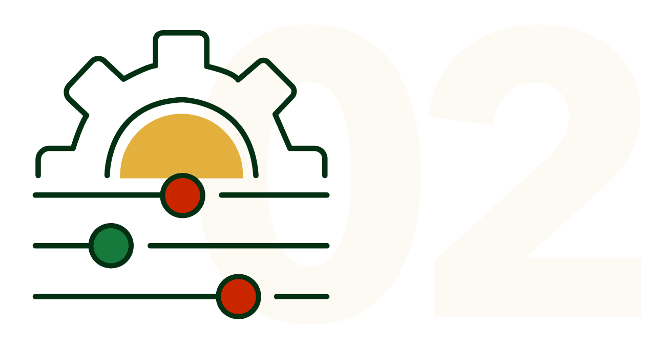 gear icon representing step two in gonnella research and development