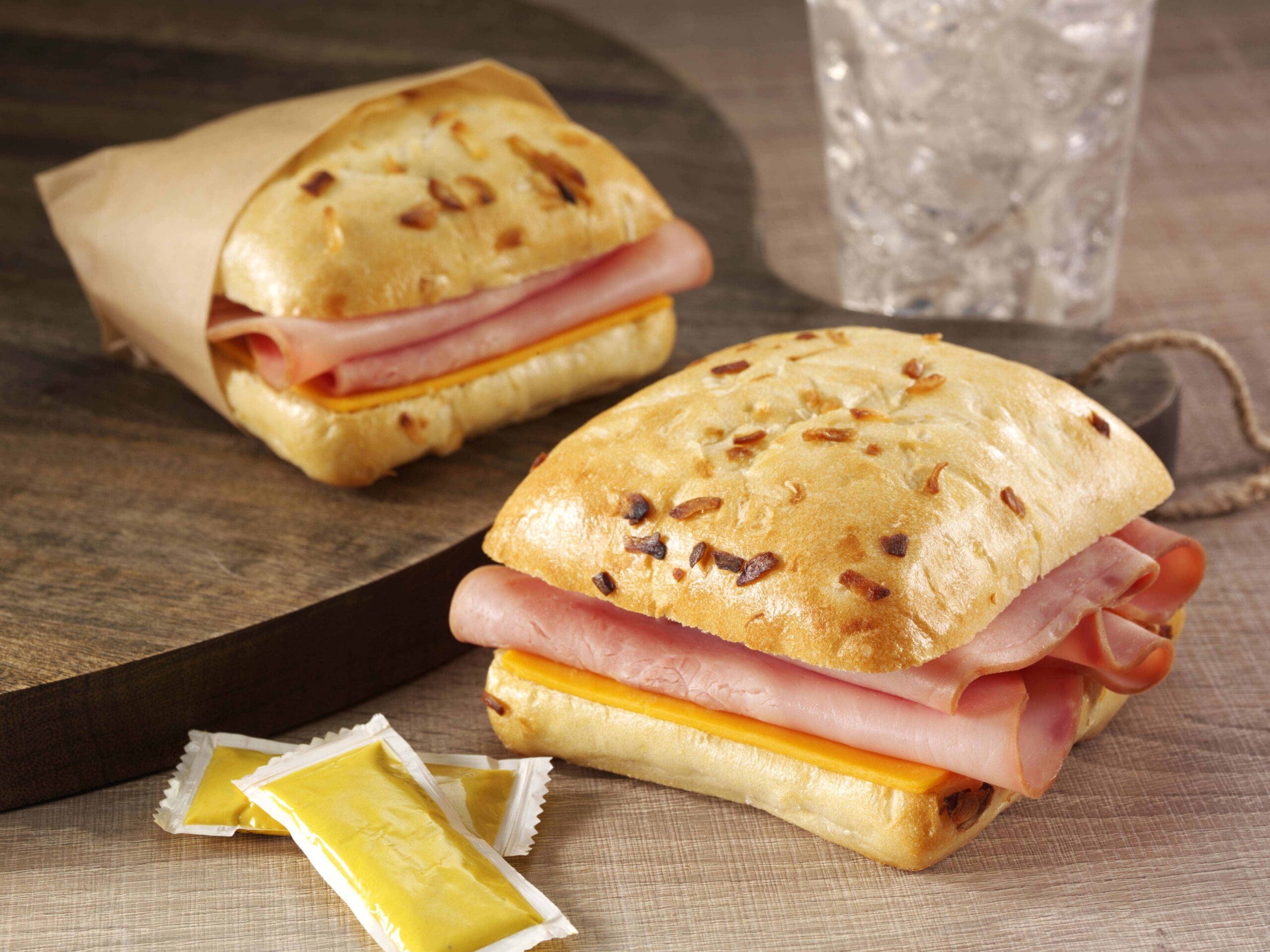 c-store foodservice products onion ciabatta sandwich with mustard packet