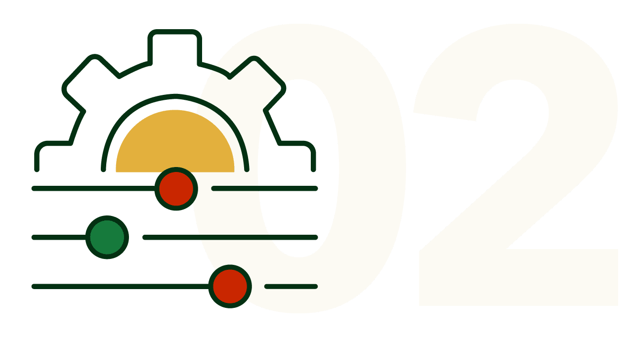 gear icon representing step two in gonnella research and development