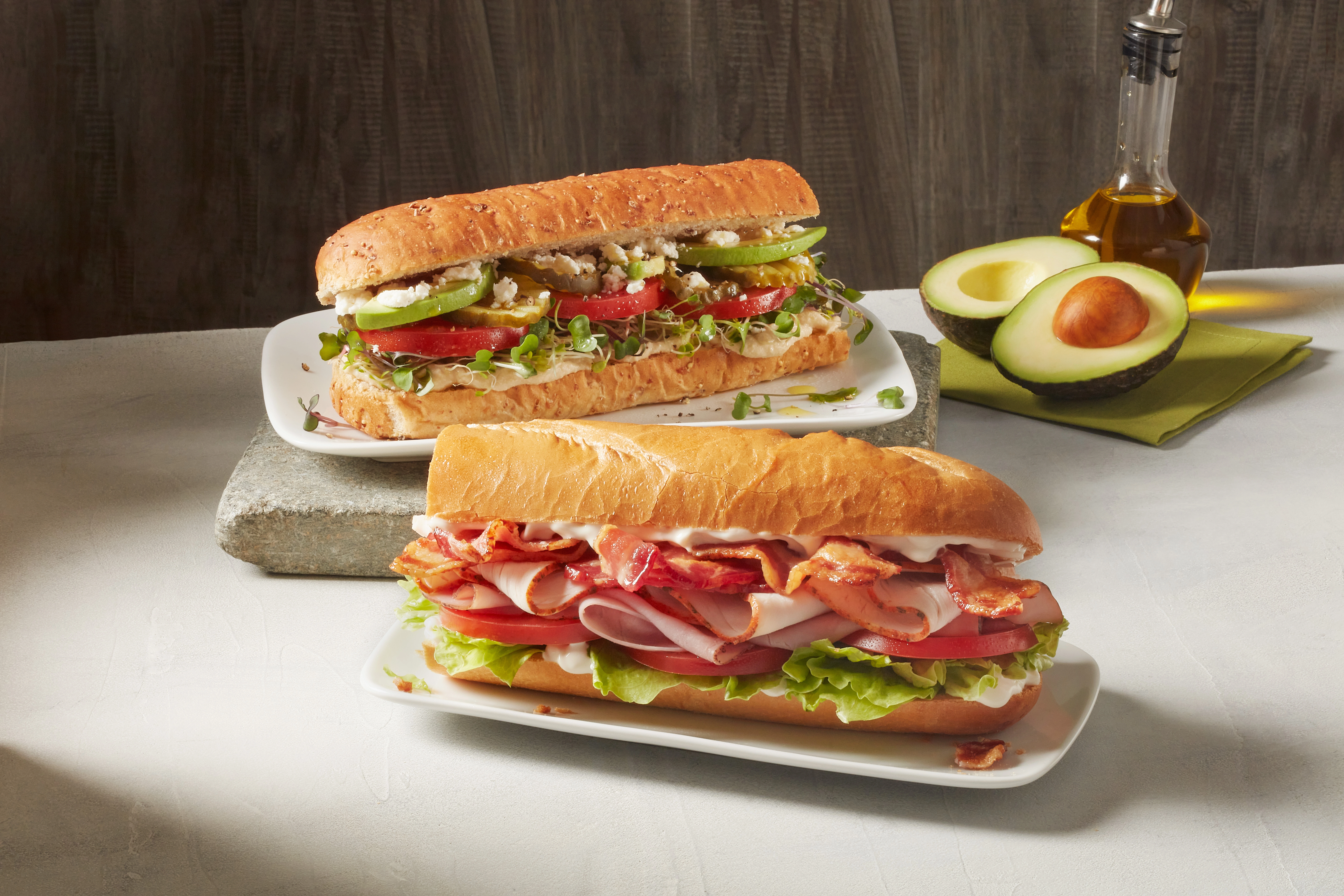 foodservice bakery products sub sandwiches on a counter